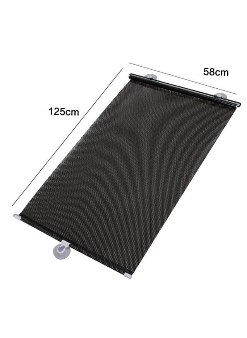 58*125 Black 【3 Suction Cups Included】 Retractable Car Sunshade, Large Windshield Sunshade, Protective Automatic Roller Blind Sunshade, Suitable For Small Business, Medium, Suv, Large Truck - Image 2